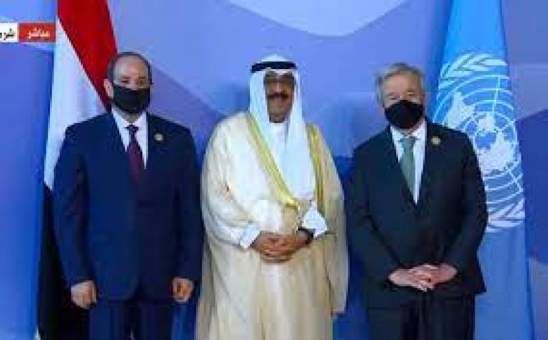 الرئيس السيسي وجوتيريش يستقبلان ولي عهد الكويت قبل بدء قمة المناخ