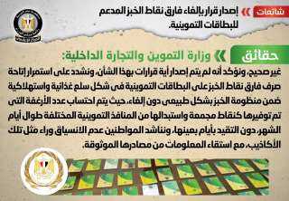 الحكومة تنفي إلغاء فارق نقاط الخبز المدعم للبطاقات التموينية