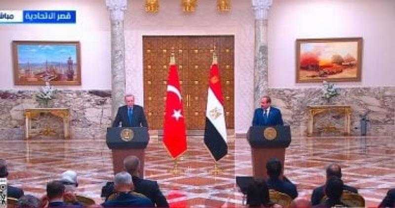 أردوغان: مشاريع مشتركة في الطاقة والنقل ومضاعفة السياحة بين مصر وتركيا قريبًا
