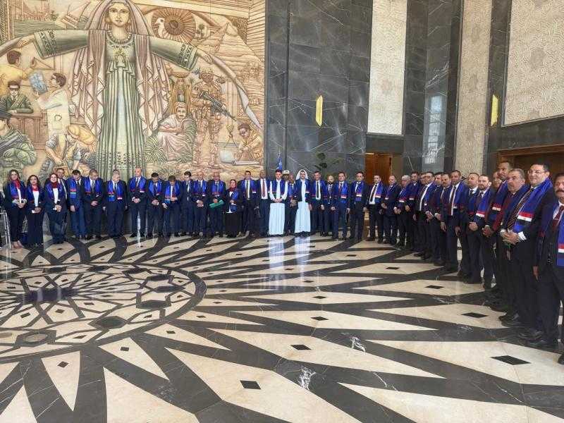 الهيئة البرلمانية لحماة الوطن يرحبون برئيس البرلمان الليبي بوشاح خاص لاستقباله
