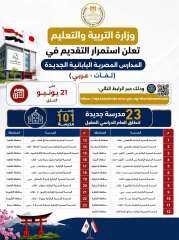 التعليم تعلن الاستمرار في التقديم للمدارس اليابانية الجديدة حتى 21 يونيو الجاري