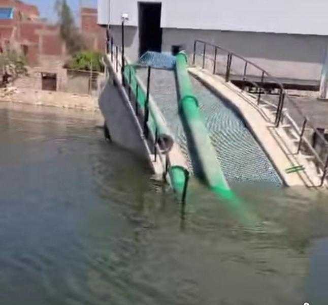 انهيار كوبري ومواسير محطة مياه الفقاعي ببني سويف.. قبل التشغيل الرسمي